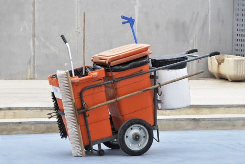 Van parked outside a commercial property ready for waste collection